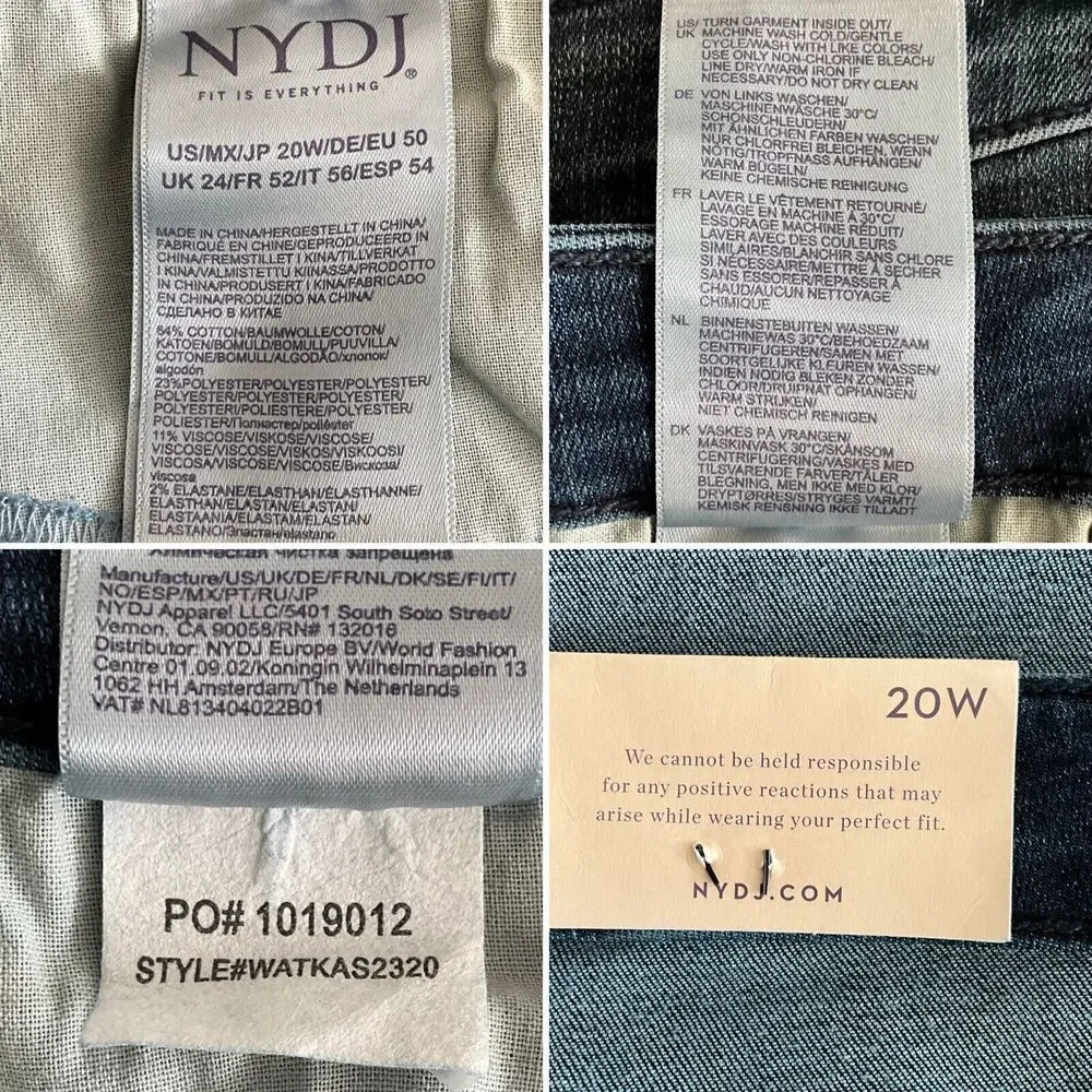 NYDJ Ami Skinny Lift Tuck Slimming Technology Jeans Blue 20W